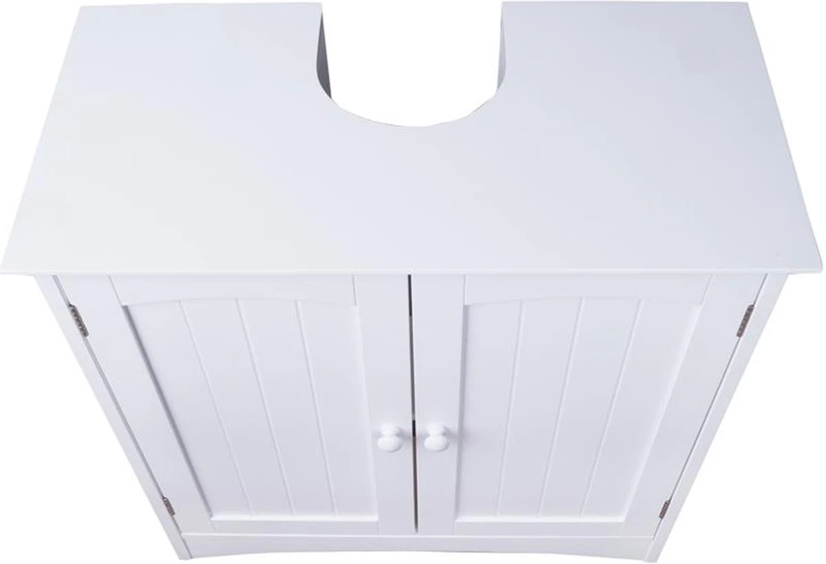 Wastafelkast - Badkamermeubel Met Uitsparing - 60 X 60 X 30 Cm - Wit - Badkamerkast 2 Wastafelkast - Badkamermeubel Met Uitsparing - 60 X 60 X 30 Cm - Wit - Badkamerkast - Afbeelding 2