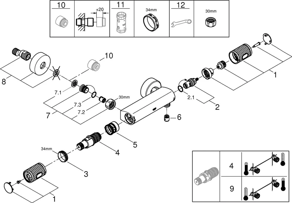 GROHE QuickFix Precision Feel Thermostatische Douchekraan - EcoJoy - CoolTouch - Incl. Koppelingen - 15 Cm - 34790000 5 GROHE QuickFix Precision Feel Thermostatische Douchekraan - EcoJoy - CoolTouch - Incl. Koppelingen - 15 Cm - 34790000 - Afbeelding 5