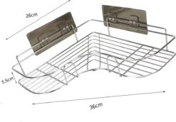 HGMD® Doucherek Zonder Boren - RVS - Zelfklevend Doucherek –Badkamerrek - Badrek - Keukenrek - Doucherek Hangend – Badkamer Accessoires - Kruidenrek -Badkamerproducten 1200x838 2