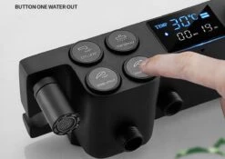 Merkloos Compleet Douchesysteem | ABS Doucheset | Mat Zwarte Hoofddouche En Handdouche | Vierkante Regendouche Voor Badkamer | Verstelbaar | Temperatuur Display | 360° Draaibaar -Badkamerproducten 1200x850