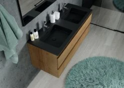 Badkamermeubel Angela 120cm Eiken - Badmeubel Met Zwarte Wastafel -Badkamerproducten 1200x857 1