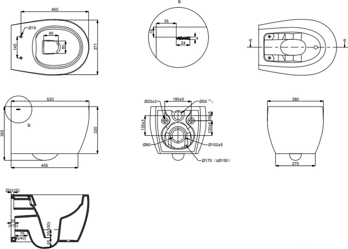 Viidako – Paskii Toiletpot – Mat Zwart – Design - Rimless – INCLUSIEF Softclose Zitting – Quick Release - Hangend/zwevend Toilet 4 Viidako – Paskii Toiletpot – Mat Zwart – Design - Rimless – INCLUSIEF Softclose Zitting – Quick Release - Hangend/zwevend Toilet - Afbeelding 4