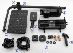 Merkloos Compleet Douchesysteem | ABS Doucheset | Mat Zwarte Hoofddouche En Handdouche | Vierkante Regendouche Voor Badkamer | Verstelbaar | Temperatuur Display | 360° Draaibaar -Badkamerproducten 1200x869 2