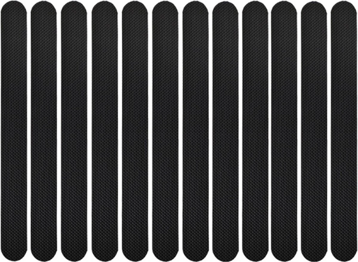Zelfklevende Antislip Stickers - Douche/Bad/Trap Plakstrip - Badkamer Antislip Strips - 12stuks - 38x2cm - Zwart 1 Zelfklevende Antislip Stickers - Douche/Bad/Trap Plakstrip - Badkamer Antislip Strips - 12stuks - 38x2cm - Zwart