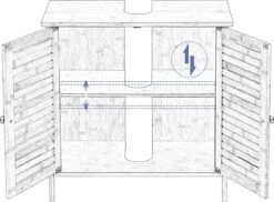 Merkloos Badkamerkast - Ondermeubel Wastafel - Handdoeken Kast - Opbergruimte - Opbergkast Badkamer - Wastafel Onderkast - Hout - Bamboe -Badkamerproducten 1200x882 3