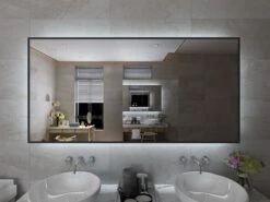 Viidako Badkamerspiegel Met LED Verlichting - Anti Condens - 3 LED Standen - Met Klok - Mat Zwart