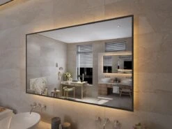 Viidako Badkamerspiegel - LED Verlichting - Anti Condens - 3 LED Standen - Met Klok - Mat Zwart -Badkamerproducten 1200x900 86