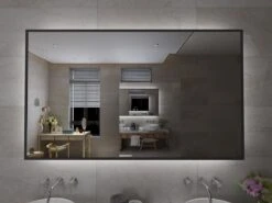 Viidako Badkamerspiegel - LED Verlichting - Anti Condens - 3 LED Standen - Met Klok - Mat Zwart -Badkamerproducten 1200x900 87