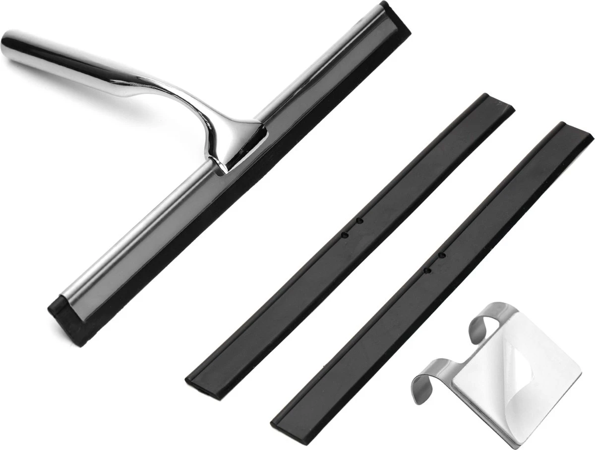 Douchewisser Met Ophanghaak En 2 Extra Strips - Raamwisser Voor Douche - Raamtrekker Chroom 6 Douchewisser Met Ophanghaak En 2 Extra Strips - Raamwisser Voor Douche - Raamtrekker Chroom - Afbeelding 6