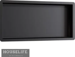 HouseLife Inbouwnis Badkamer - Mat Zwart - 60x30x7 Cm - Roestvrij Staal (RVS)