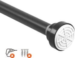 Qproducts Gordijnroede Zonder Boren - 65 Tot 100 Cm - Uitschuifbaar Douchegordijnstang - Uitschuifbare Klemstang - Metaal Zwart