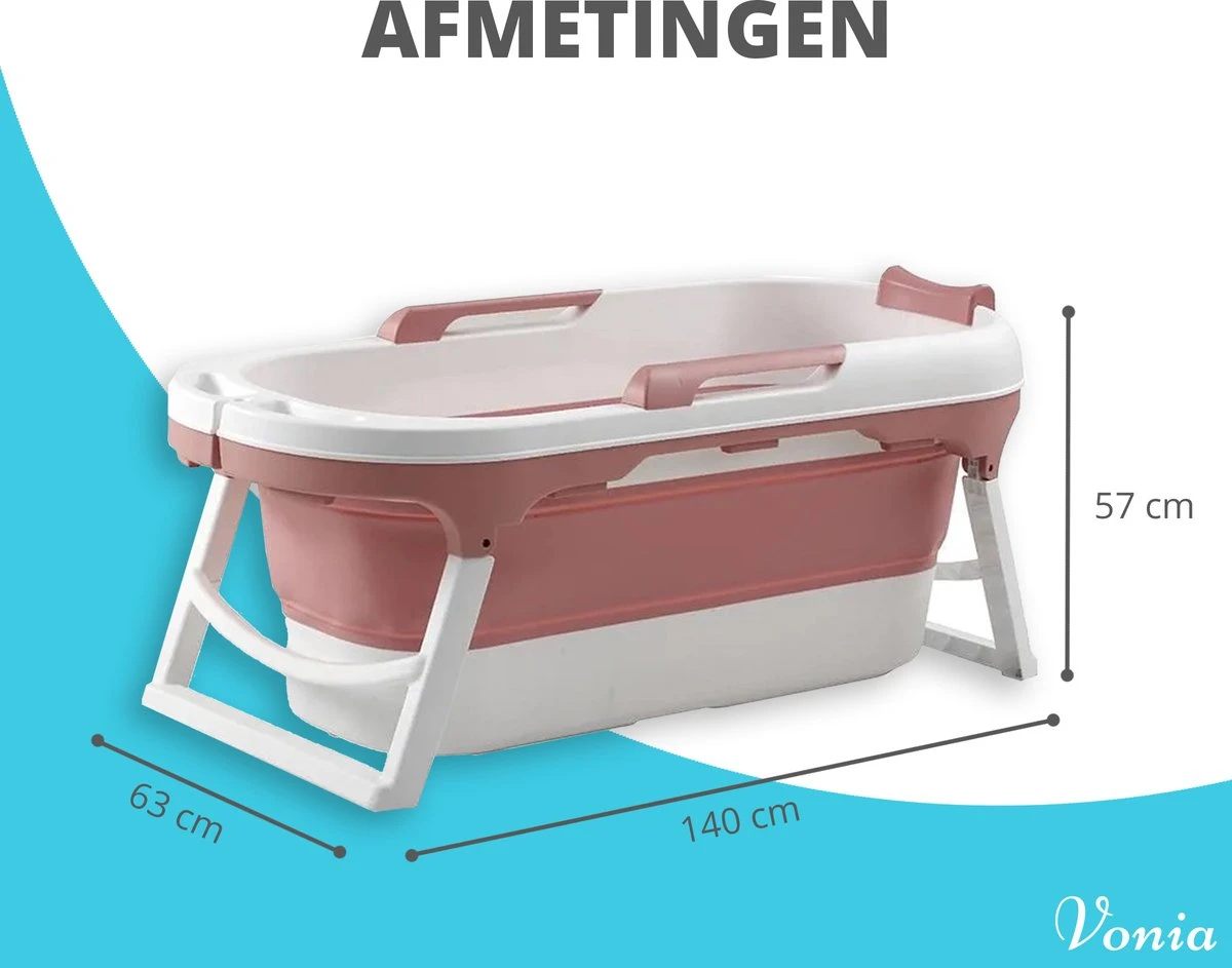 Vonia Opvouwbaar Bad - Zitbad - Bath Bucket - 140 Cm Lang - Inklapbaar Bad - Incl. Badkussen - Roze 2 Vonia Opvouwbaar Bad - Zitbad - Bath Bucket - 140 Cm Lang - Inklapbaar Bad - Incl. Badkussen - Roze - Afbeelding 2