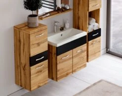 Badmeubelset Alba 60cm Zwart Met Eiken Compleet Badkamermeubel -Badkamerproducten 1200x946 3