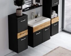 Badmeubelset Alba 60cm Zwart Met Eiken Compleet Badkamermeubel -Badkamerproducten 1200x946 4