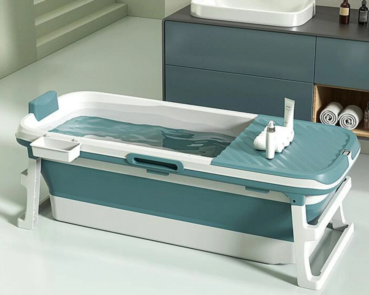 Livista® - Opvouwbaar Bad - Blauw - Zitbad - Inklapbaar - Bath Bucket - 150 CM LANG - XL - Incl. Thermometer & Onderwater LED Lichten 2 Livista® - Opvouwbaar Bad - Blauw - Zitbad - Inklapbaar - Bath Bucket - 150 CM LANG - XL - Incl. Thermometer & Onderwater LED Lichten - Afbeelding 2