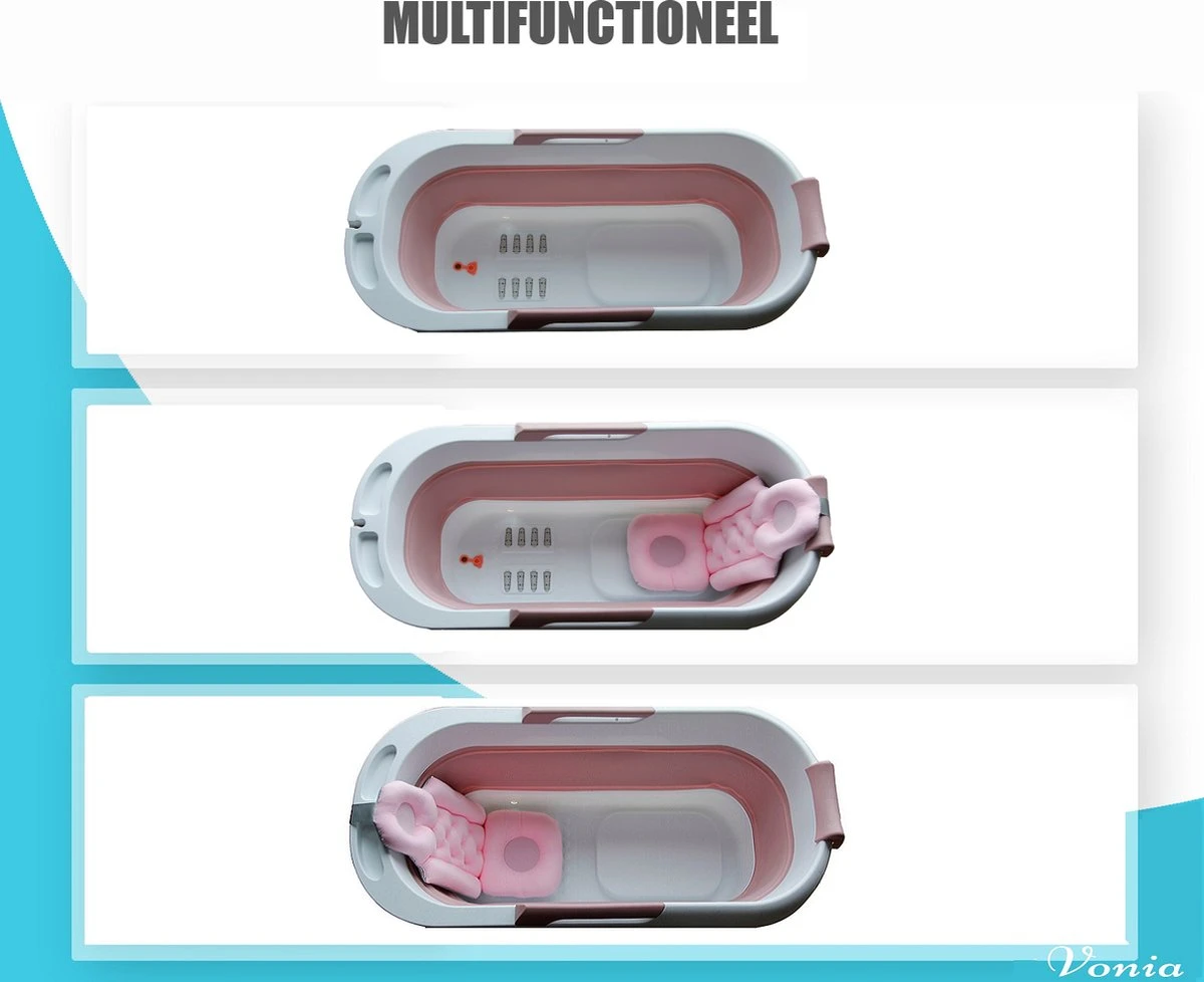 Vonia Opvouwbaar Bad - Zitbad - Bath Bucket - 140 Cm Lang - Inklapbaar Bad - Incl. Badkussen - Roze 4 Vonia Opvouwbaar Bad - Zitbad - Bath Bucket - 140 Cm Lang - Inklapbaar Bad - Incl. Badkussen - Roze - Afbeelding 4