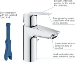 GROHE QuickFix Start Waterbesparende Wastafelkraan - Met EcoJoy® - Incl. Pop-up Waste - Chroom - 31137002 -Badkamerproducten 1200x985 2