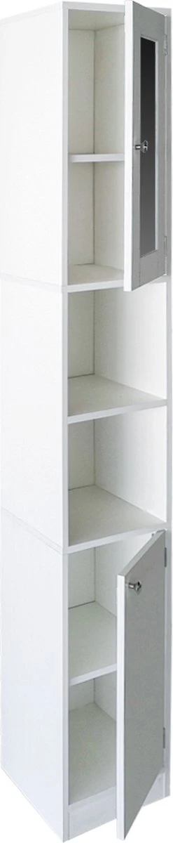 Kolomkast - Opbergkast Badkamer Of Hal - Met Spiegel - 180 Cm Hoog - Wit 3 Kolomkast - Opbergkast Badkamer Of Hal - Met Spiegel - 180 Cm Hoog - Wit - Afbeelding 3