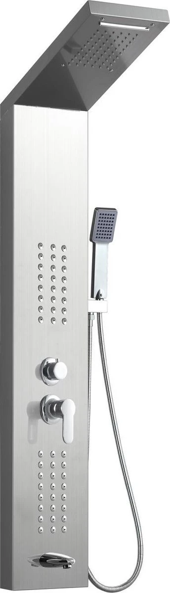 Badplaats Douchepaneel Toulon - RVS - Regendouche Met Mengkraan En Douchekop 1 Badplaats Douchepaneel Toulon - RVS - Regendouche Met Mengkraan En Douchekop