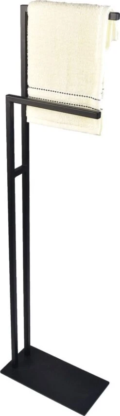 Handdoekrek, Handdoekhouder - Vrijstaand- Zwart- Metaal - 2 Armig