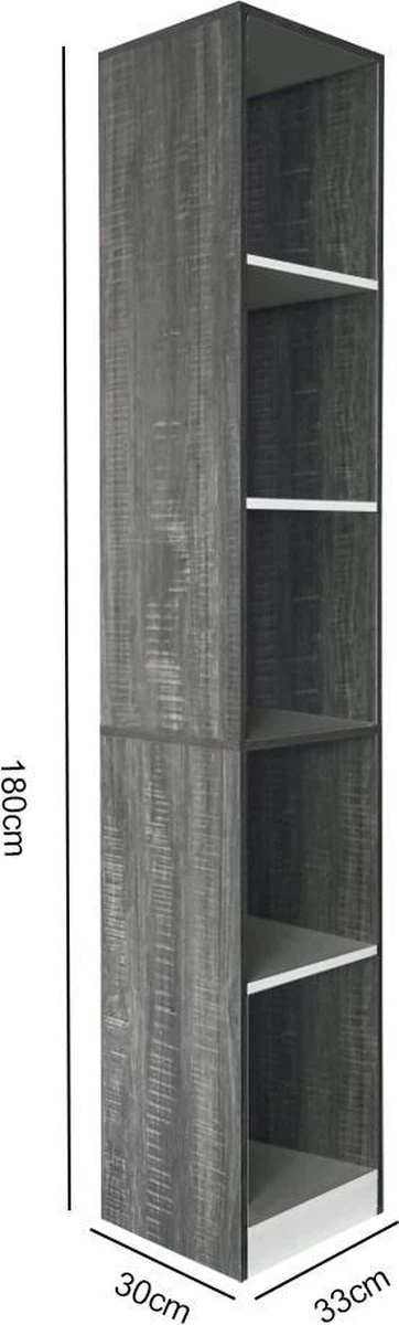 Kolomkast 5 Open Vakken - Opbergkast Badkamer Slaapkamer Of Hal - 180 Cm Hoog 4 Kolomkast 5 Open Vakken - Opbergkast Badkamer Slaapkamer Of Hal - 180 Cm Hoog - Afbeelding 4