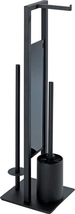 WENKO Toiletbutler Rivalta Zwart - Toiletborstel Met Houder, Toiletrolhouder En Reserverolhouder -Badkamerproducten 421x1200 1