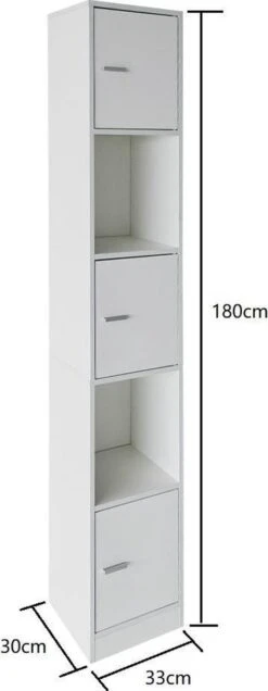 Kolomkast Badkamer - Opbergkast Badkamer Slaapkamer Of Hal - 180 Cm Hoog -Badkamerproducten 466x1200 2