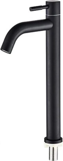 Merkloos Badkamermeubel Kraan Wastafelkraan Type: 8302A - 30cm Hoog - Alleen Koud Water - Mat Zwart -Badkamerproducten 469x1200 2