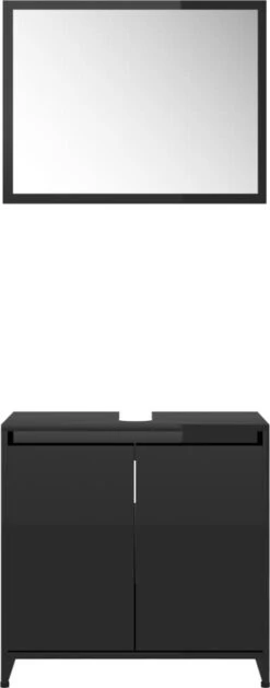 Furniture Limited - 4-delige Badkamermeubelset Bewerkt Hout Hoogglans Zwart -Badkamerproducten 471x1200