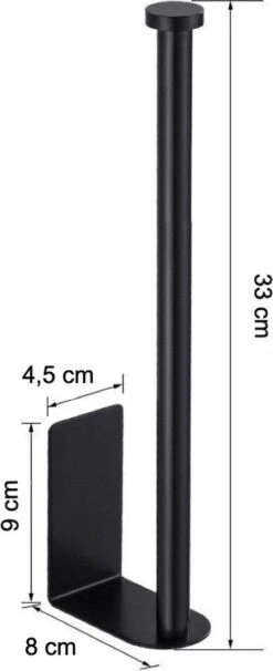 Wc Rolhouder Zonder Boren Toiletrolhouder Reserverolhouder 3 Rollen - Zwart - Badkamer Accessoires - RVS - Hangend -Badkamerproducten 489x1200