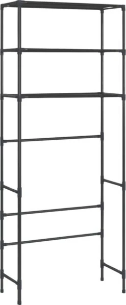 VidaXL Opbergrek Voor Boven Wasmachine 3-laags 69x28x169 Cm Zwart -Badkamerproducten 496x1200 1