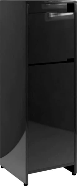 Furniture Limited - 4-delige Badkamermeubelset Bewerkt Hout Hoogglans Zwart -Badkamerproducten 501x1200