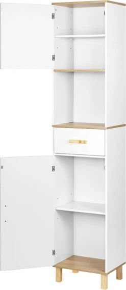 Kamyra® Scandinavisch Badkamermeubel - Badkamerkast, Wastafelmeubel, Opbergkast - Wit - 40x30x180 Cm - MDF -Badkamerproducten 521x1200