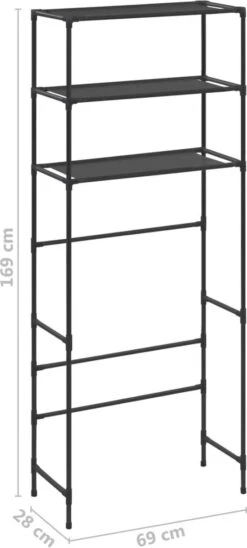 VidaXL Opbergrek Voor Boven Wasmachine 3-laags 69x28x169 Cm Zwart -Badkamerproducten 541x1200