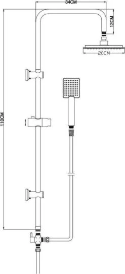 Relaxwonen - Regendouche Set Zwart Met Handdouche - Extra Stevig -Badkamerproducten 550x1200 3