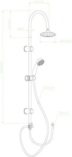 SCHÜTTE Jamaica Fresh Douchesysteem - Regendouche - 102 Cm Stang - Chroom -Badkamerproducten 551x1200