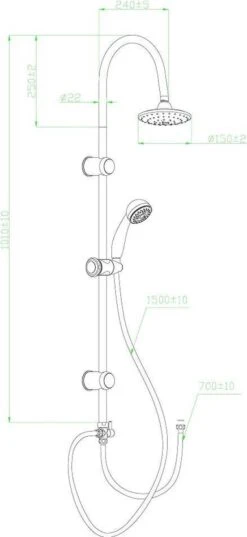 SCHÜTTE Jamaica Fresh Douchesysteem - Regendouche - 102 Cm Stang - Chroom -Badkamerproducten 552x1200