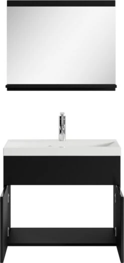 Badplaats Badkamermeubel Montreal Set 02 60 Cm X 35 Cm - Zwart Hoogglans - Badmeubel Met Spiegel -Badkamerproducten 566x1200 2