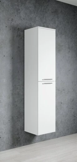 Badplaats Badkamerkast Venus 35 Cm X 35 Cm X 160 Cm - Wit - Hangende Kolomkast Met Twee Deuren -Badkamerproducten 571x1200