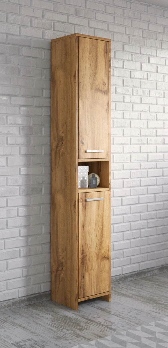 Badplaats Badkamerkast Nemo 32 Cm X 29 Cm X 167 Cm - Eiken - Staande Kolomkast Met Twee Deuren 6 Badplaats Badkamerkast Nemo 32 Cm X 29 Cm X 167 Cm - Eiken - Staande Kolomkast Met Twee Deuren - Afbeelding 6