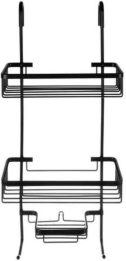 Recalma Doucherek 3 Laags - Monteren Zonder Boren - Zwart - Zuignap - Ook Voor Grote Flessen - Opbergrek Douche - 3 Etages -Badkamerproducten 581x1200