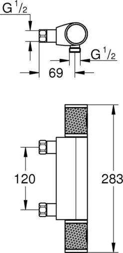GROHE Grohtherm 1000 Performance Thermostatische Douchekraan - 12cm - Zonder Koppelingen - Chroom - 34778000 -Badkamerproducten 585x1200 4