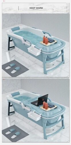 Foresta Opvouwbaar Bad Voor Volwassenen - 150cm - Bath Bucket - Blauw -Badkamerproducten 590x1200