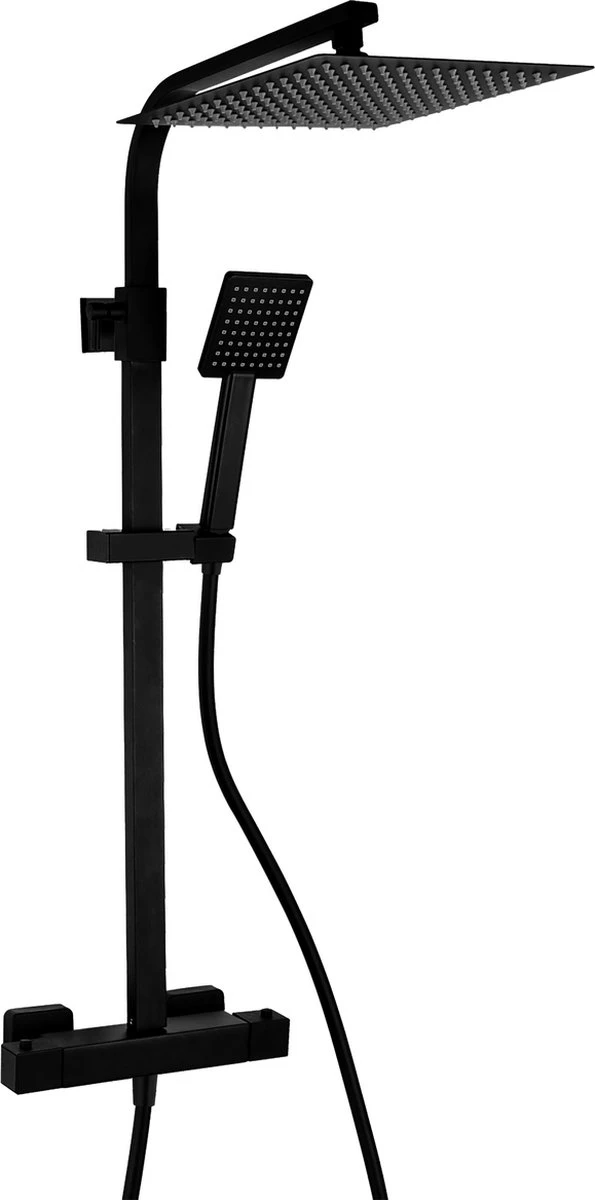 4bathroomz® Zwarte Regendouche Met Thermostaatkraan - 30 Cm Vierkant 1 4bathroomz® Zwarte Regendouche Met Thermostaatkraan - 30 Cm Vierkant