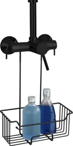 WENKO Doucherek Milo 25x36cm RVS Zwart - Doucherek Zonder Boren - Doucherek Hangend Zwart -Badkamerproducten 601x1200 1