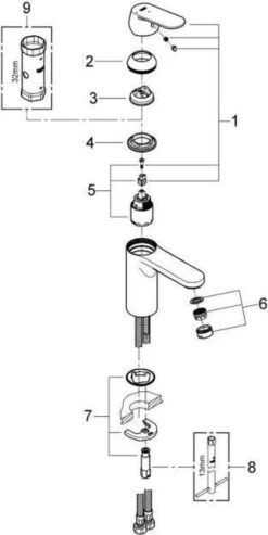GROHE Eurosmart Cosmopolitan Wastafelkraan - Met EcoJoy - Zonder Waste - Chroom - 2339800E -Badkamerproducten 601x1200 4