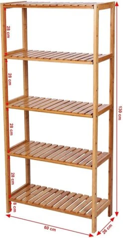 Songmics Badkamer Rek Met 9 Niveaus – Opbergrek Met Verstelbare Planken – Badkamerkast - Bamboe -Badkamerproducten 623x1200 1