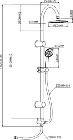 SCHÜTTE Jamaica Fresh Douchesysteem - Regendouche - 102 Cm Stang - Chroom -Badkamerproducten 625x1200