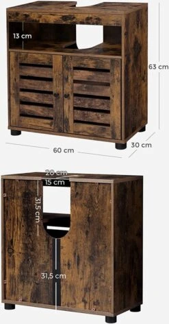 Soof&Tess Badkamerkast - Wastafelmeubel - Wastafel Onderkast - 60 X 30 X 63 - Bruin -Badkamerproducten 628x1200 4