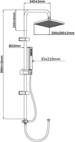 SCHÜTTE Tokyo Douchesysteem - Regendouche - 102 Cm Stang - Chroom -Badkamerproducten 636x1200